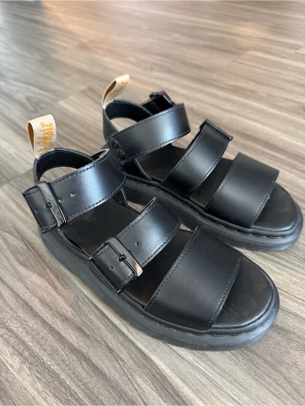 Dr Martens Black Genuine Leather Strap Platform Walking Sandals EU 36 US 4/5